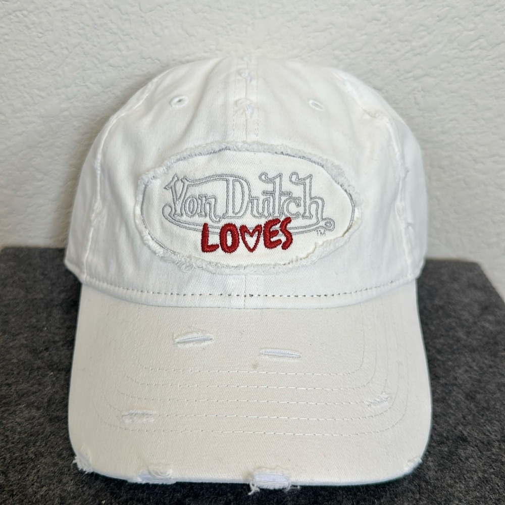 Von Dutch Off-White Cap with Red Logo